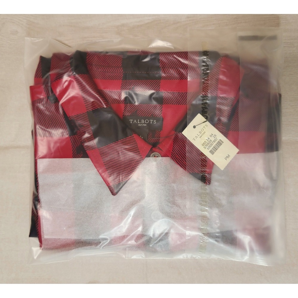 Talbots Womens PM Scotty Dog Buffalo Plaid Holiday Christmas Festive Button‎ Up - Picture 14 of 14